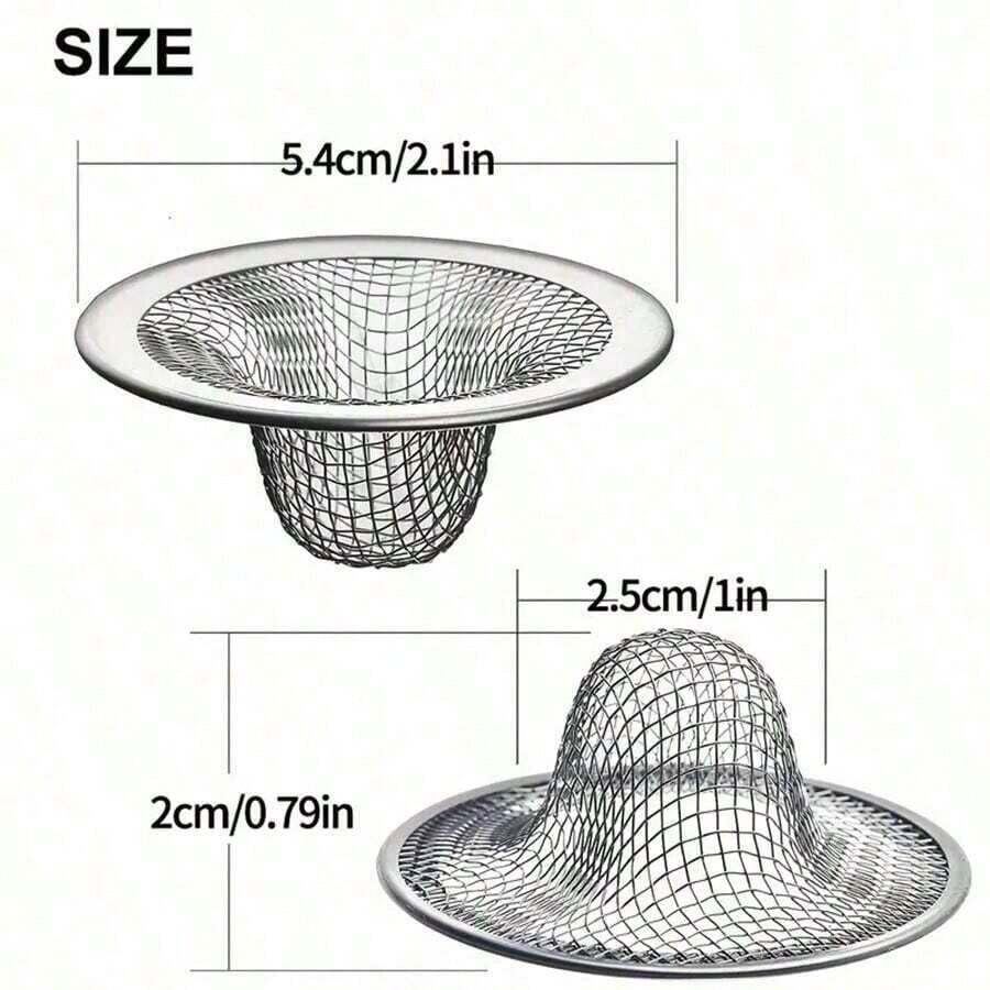 10PCS Stainless Steel Sink Strainer Hair Catcher Drain Slop Filter Trap Bathroom