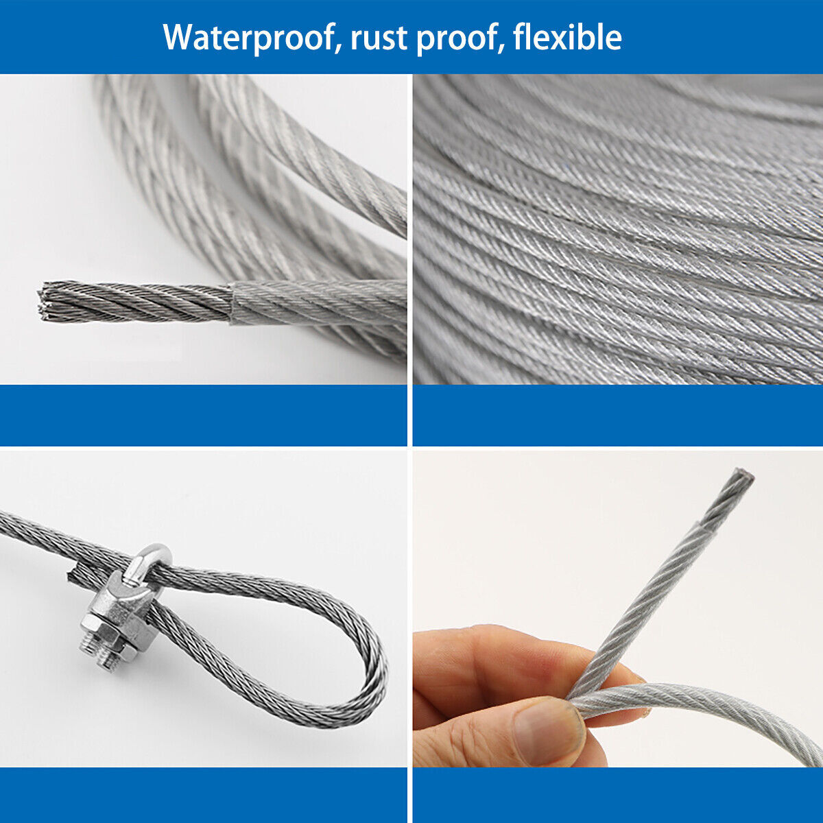 Clear Coated Steel Wire Rope Cable 0.38 mm To 12 mm PVC Plastic Coated Rigging