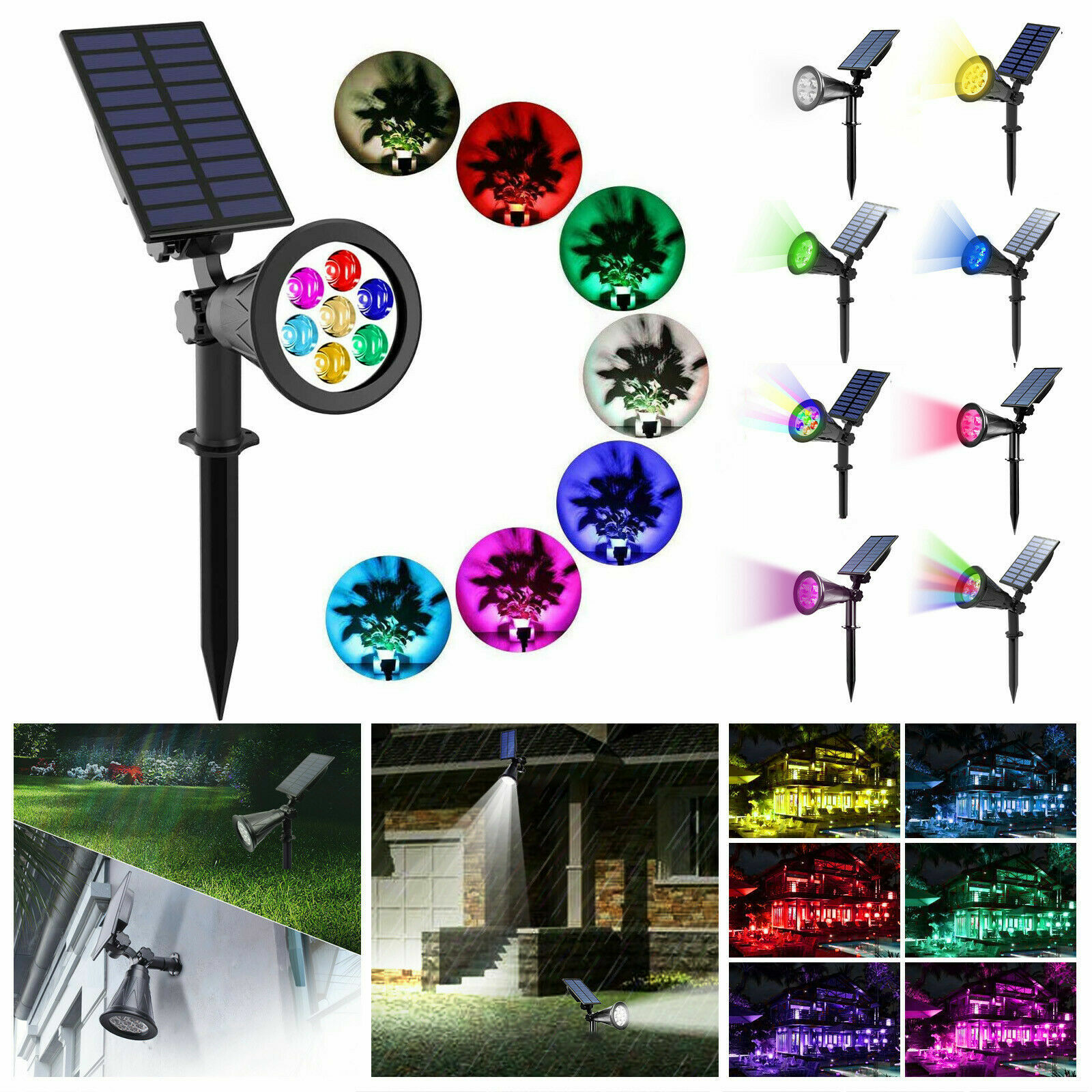 4/12/20 LED Solar Spot Lights Wall Outdoor Garden Path Lamp Security Waterproof