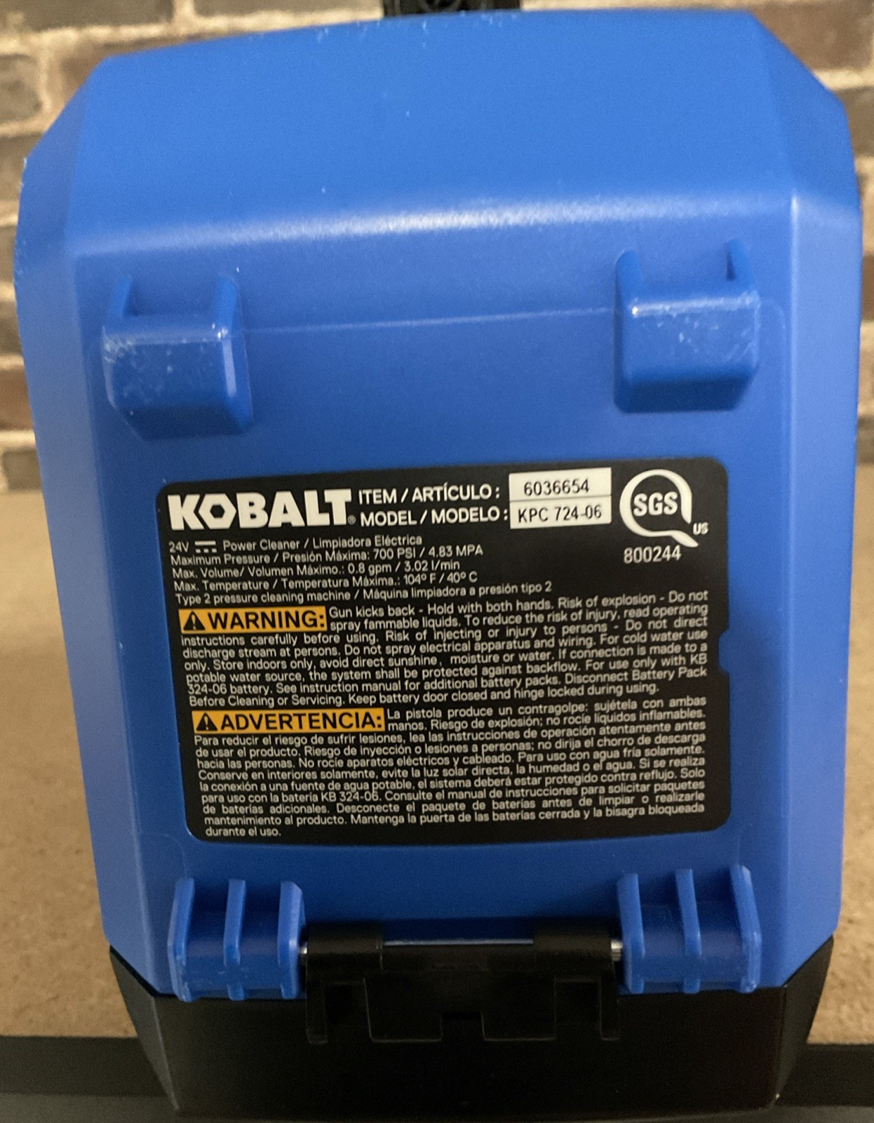 Kobalt 24V Max 700 PSI Brushless Cordless Power Cleaner Tool Only NO BATTERY