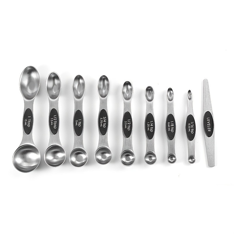 9pcs Magnetic Measuring Spoon Set, Dual-Sided Tea Spoons with Leveling Tool