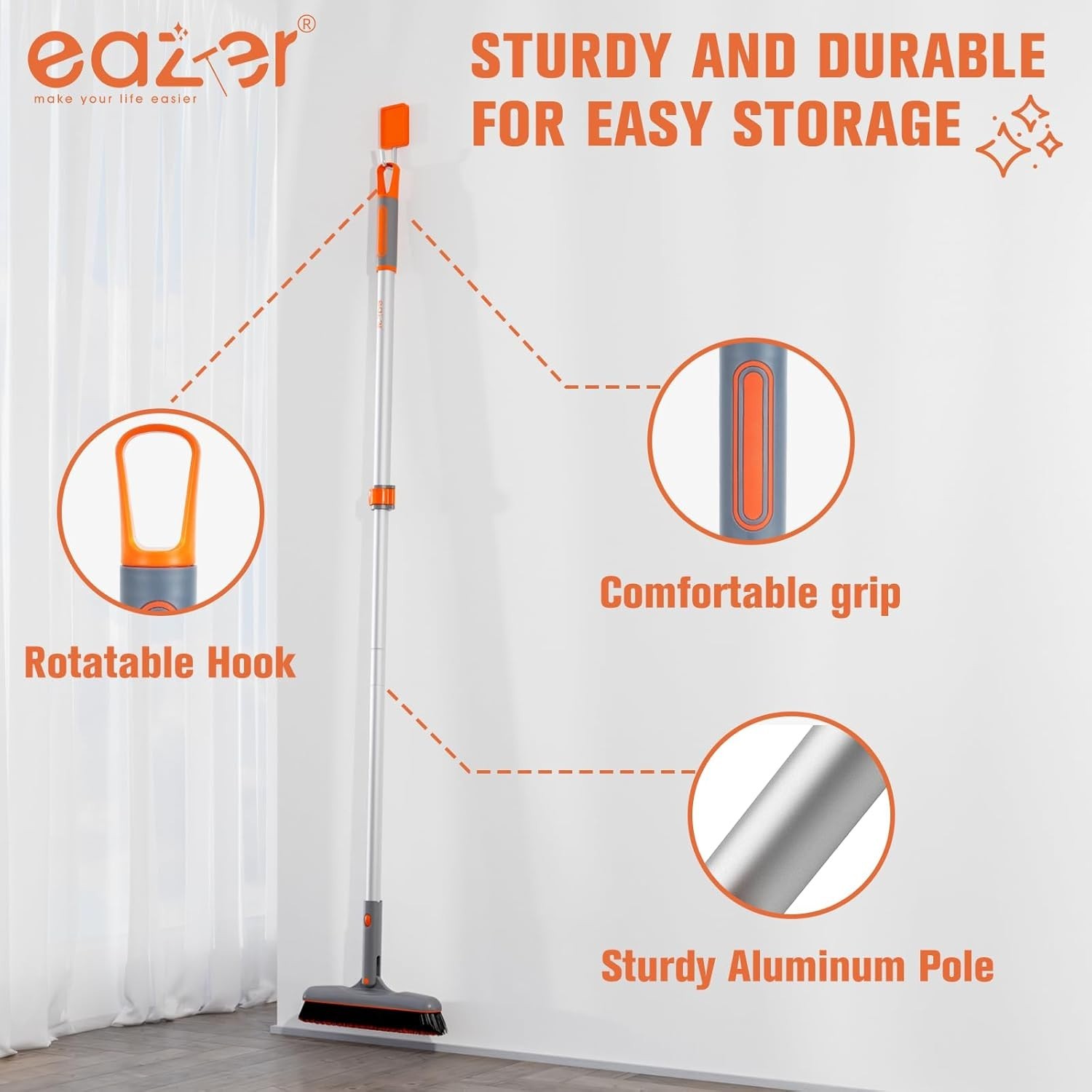 Grout Brush with Long Handle, 180°Rotation Tile Grout Cleaning Brush, V-Shape…