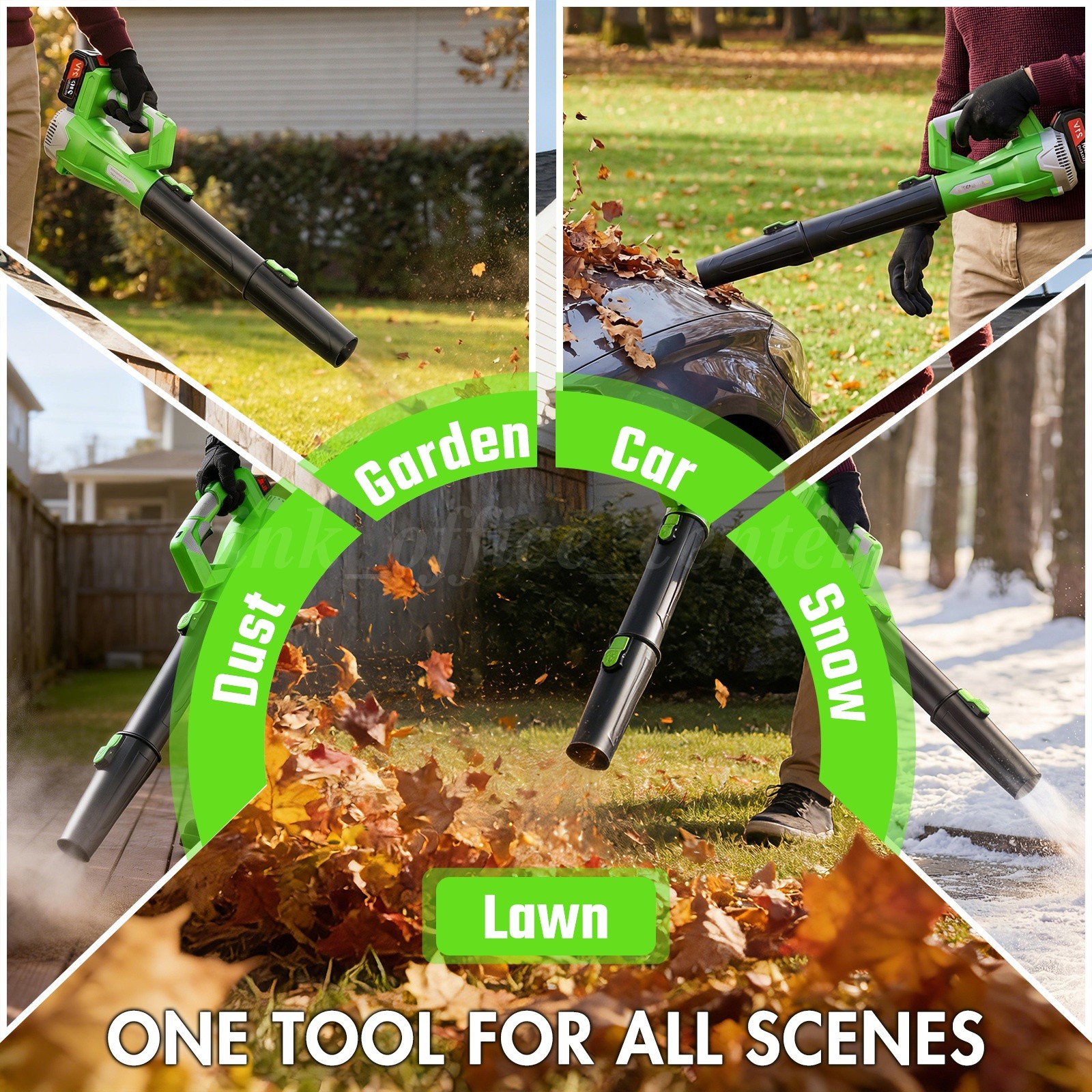 650W 21V Cord Leaf Blower 650CFM 6-Speed 2×4.0Ah Charger Yard Snow Garage Clean