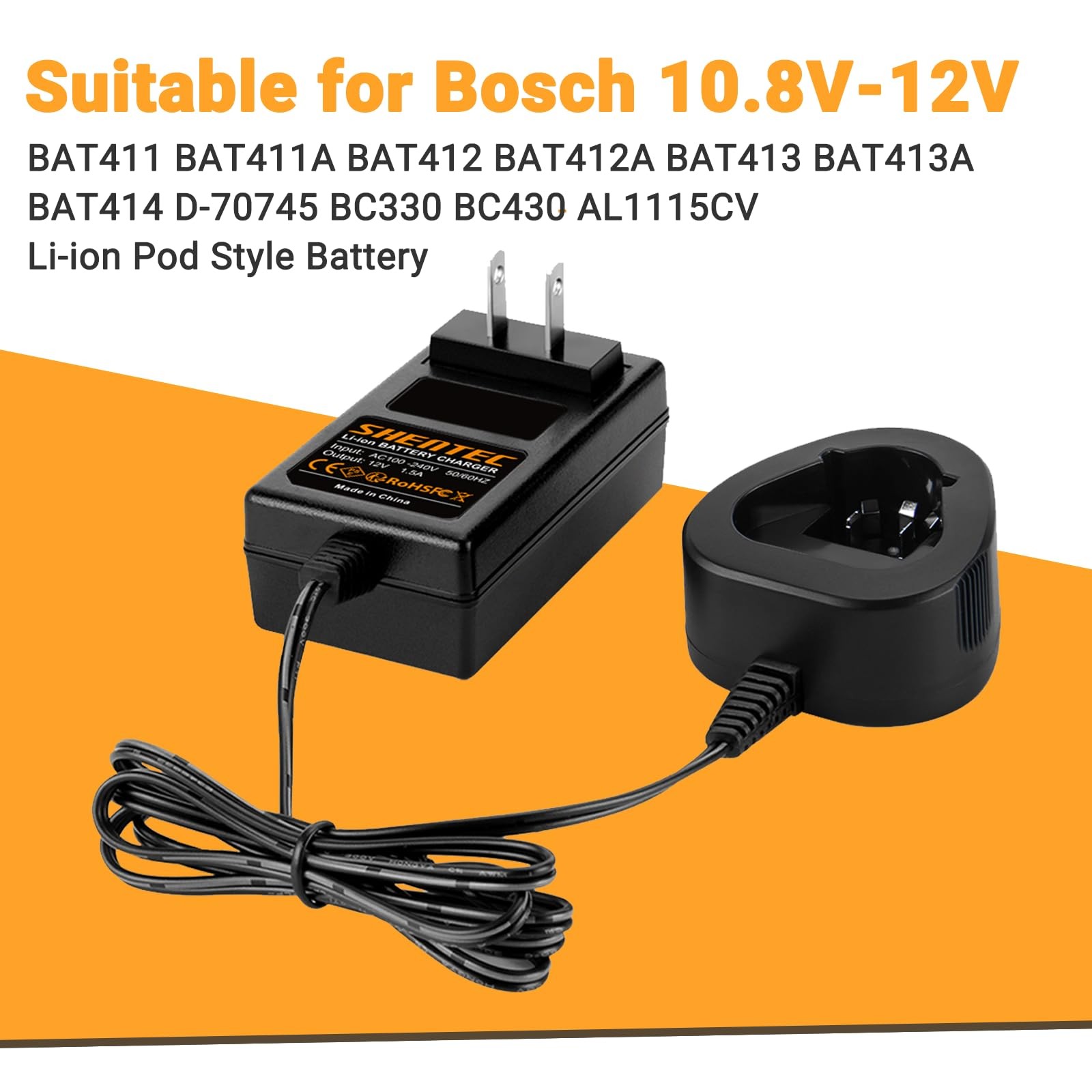10.8V and 12V 3.5Ah Battery Charger Compatible with Bosch BAT411