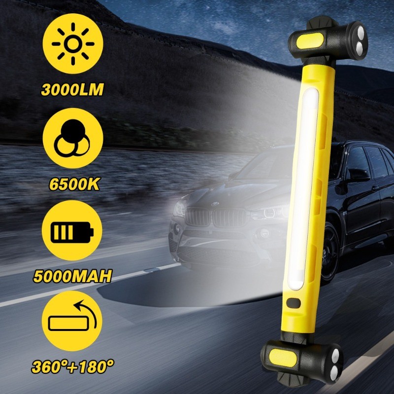 2Pack Under Hood Work Light Bar,6000mAh LED Magnetic Light Bar with Hooks
