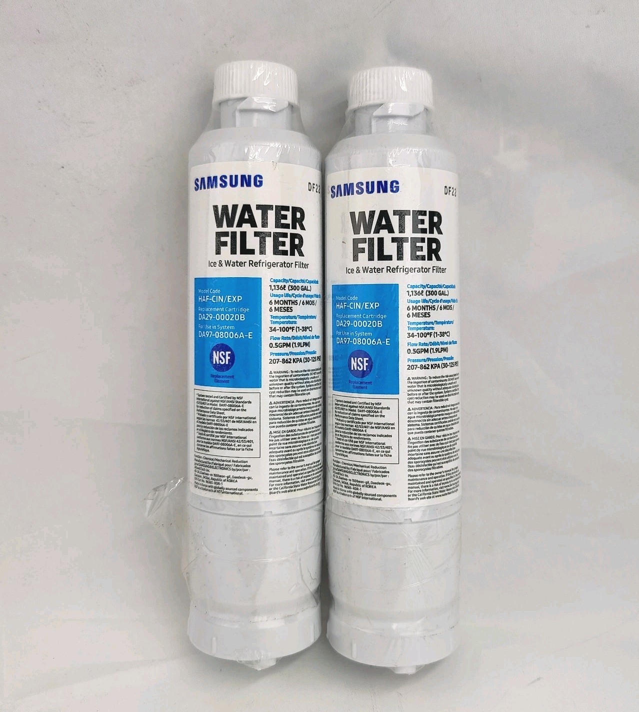Set Of TwoSamsung Refrigerator Water Filter Model HAF-CIN/EXP DA29-00020B Seald
