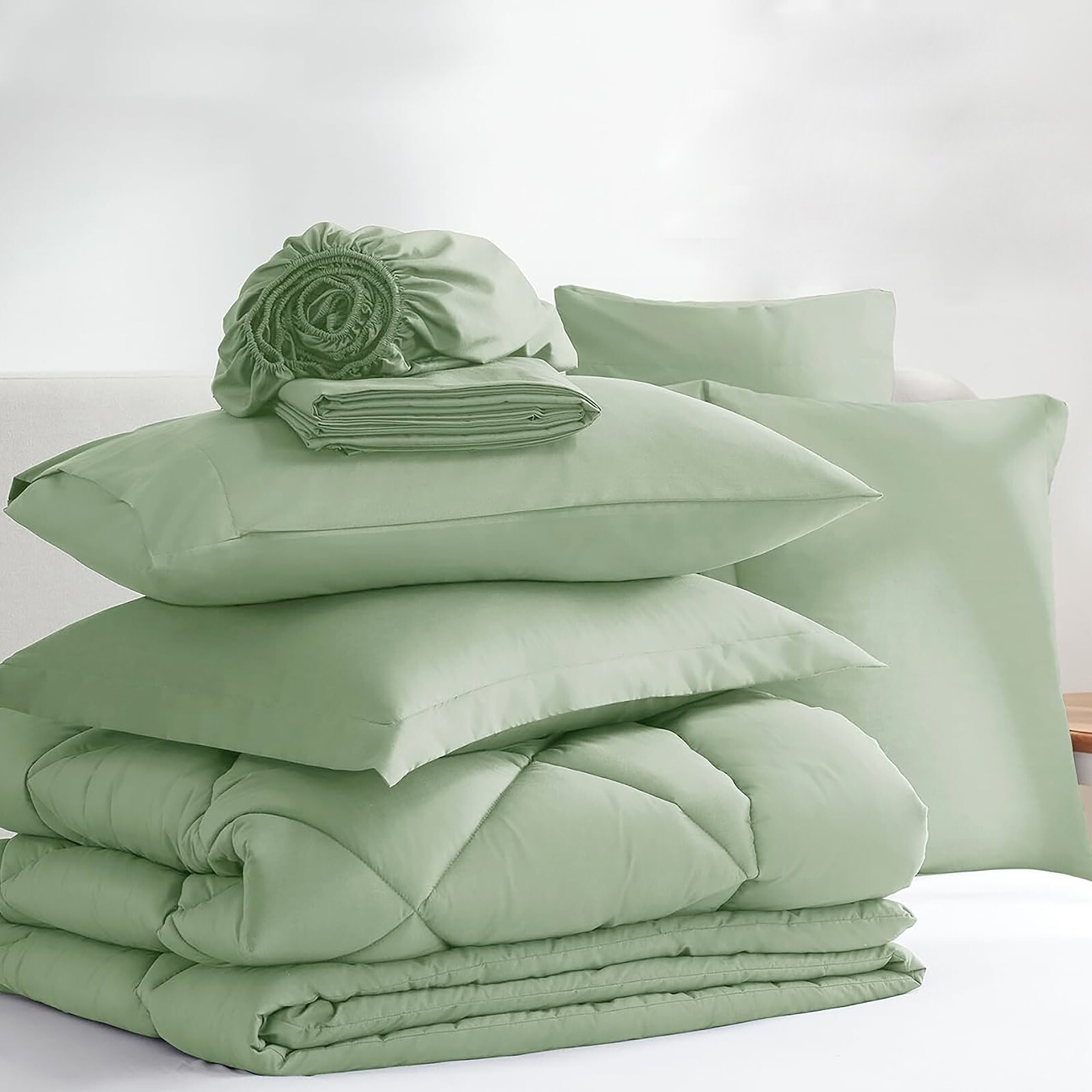 7 Piece Bed in a Bag Microfiber Comforter Set Twin/Queen/King Size Quilt Bedding