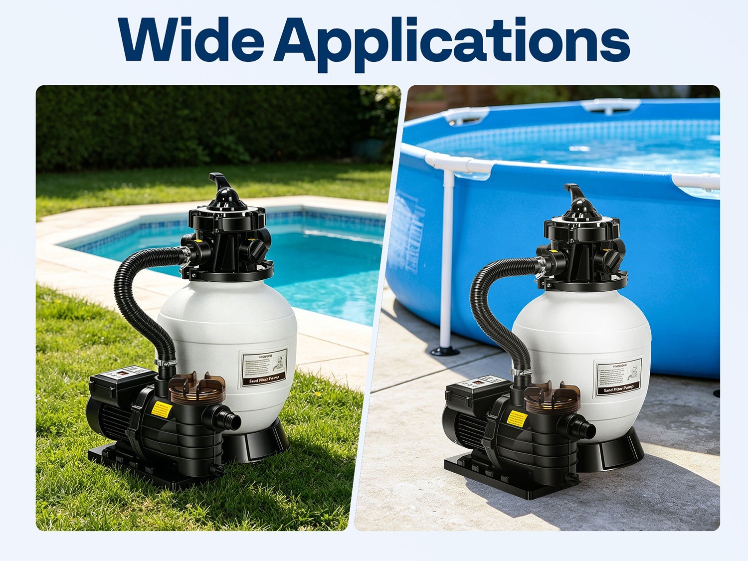 12/13in Sand Filter Pump In/Above Ground Pool System 7-Way w/ Timer 2087/2640GPH