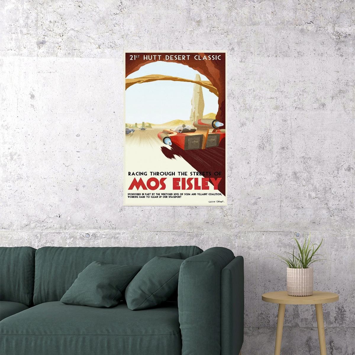 MOS EISLEY TATOOINE X-34 Landspeeder Planet Travel Vintage Star Wars Art Poster