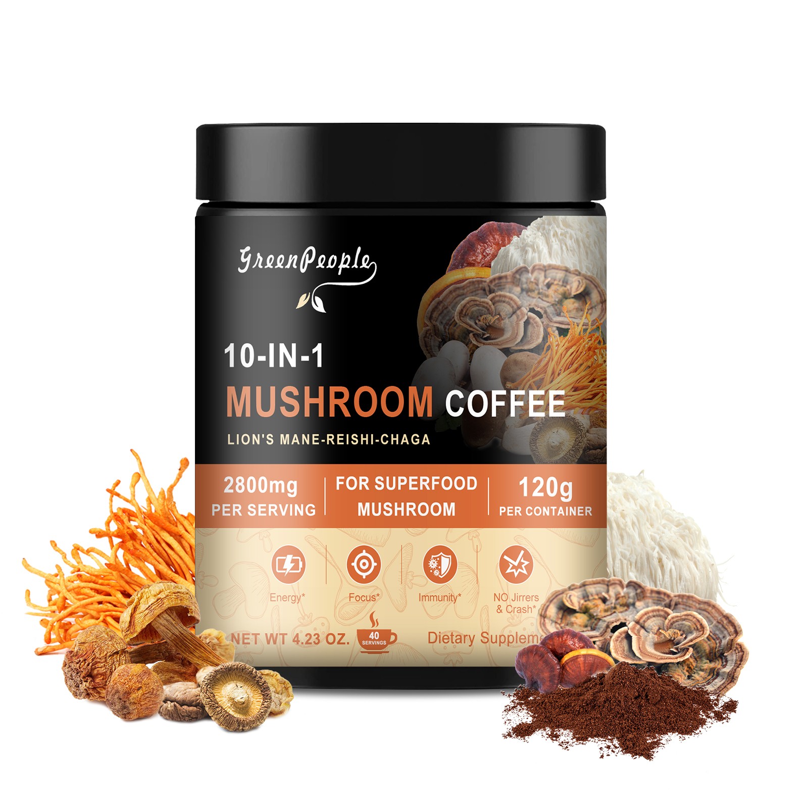 Mushroom Coffee Organic 10 Mushroom Blend Complex Coffee 40 Servings ﻿