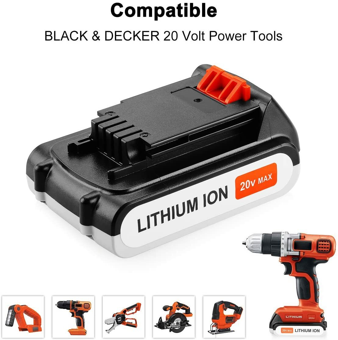 2 Pack 3.8AH 20V MAX For Black & Decker 20Volt Lithium Battery LBXR20 LB2X4020