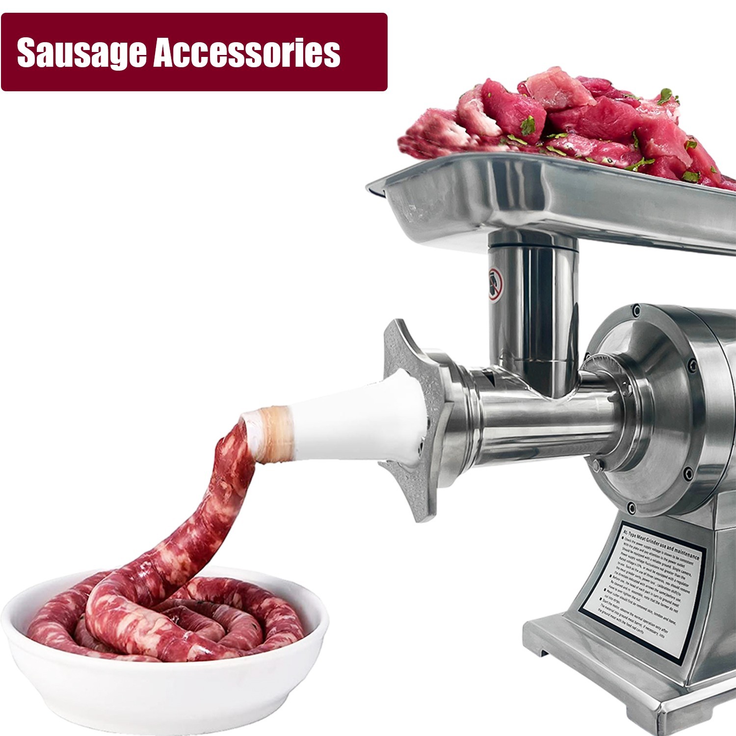 3200W Electric Meat Grinder Heavy Duty Commercial Sausage Maker Mincer Stuffer