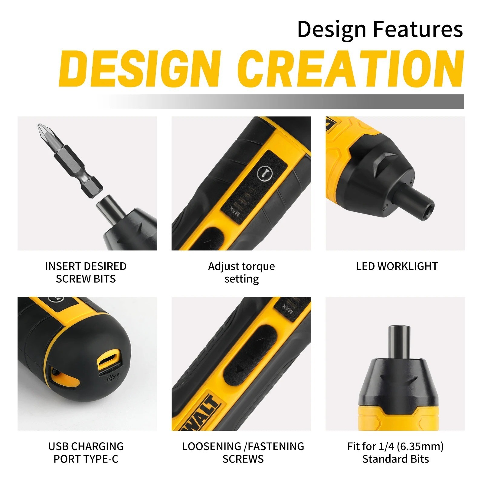 New DEWALT Cordless Electric Screwdriver 1300mAh USB Rechargeable Free Shipping