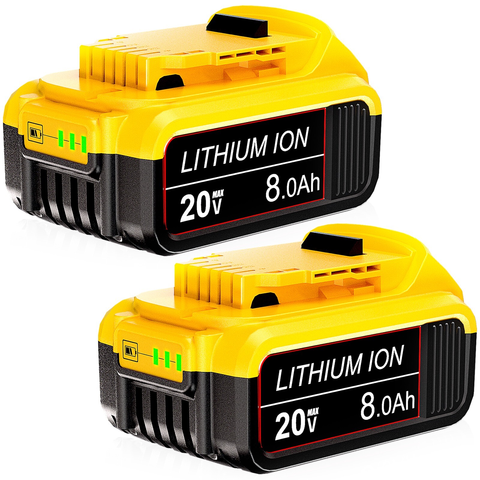 2Pack 20V 8.0AH Lithium Ion Battery For DeWalt 20 Volt Max XR DCB206-2 DCB205-2