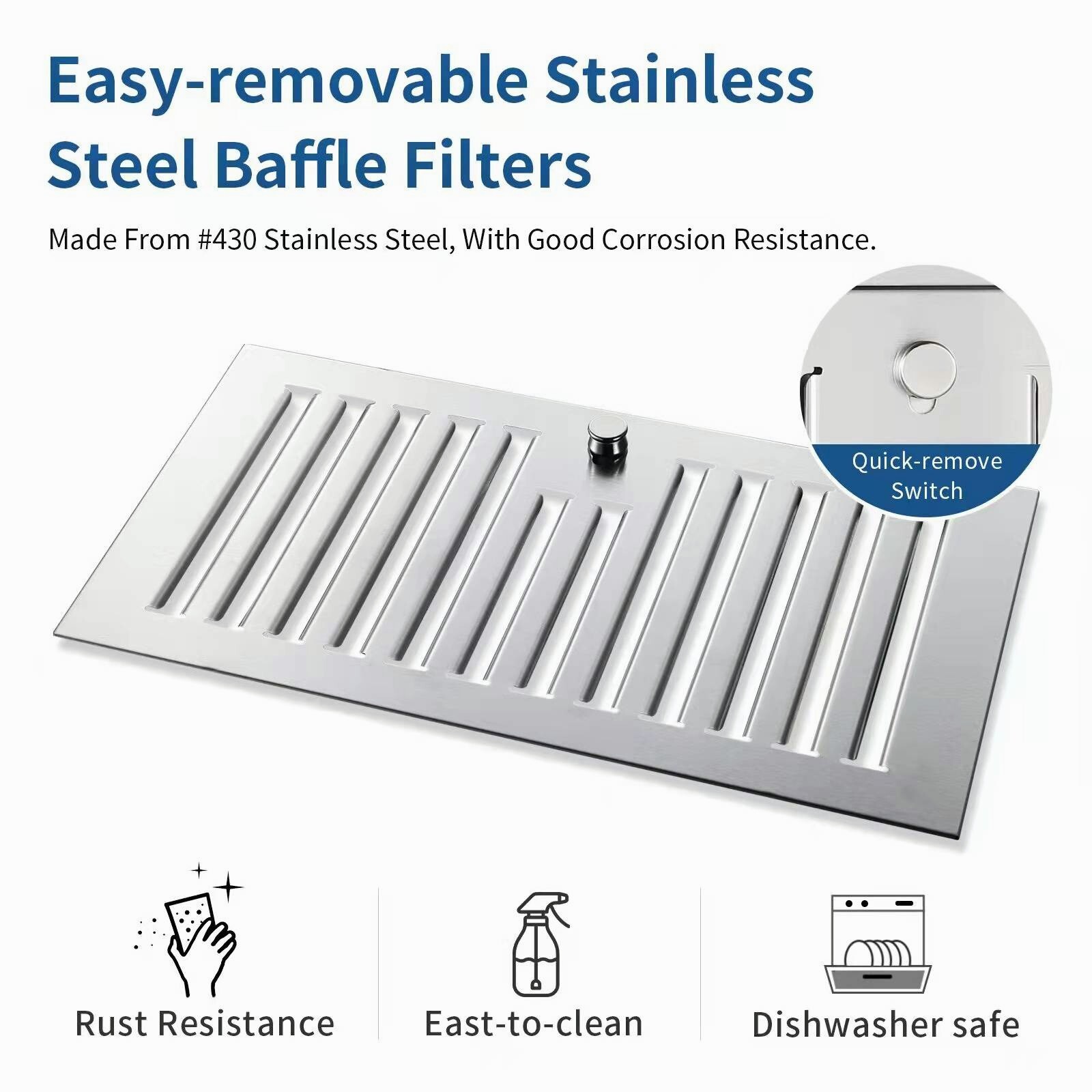 30in 800CFM Built-In/Insert Range Hood vent Ducted/Ductless Stainless Steel LED