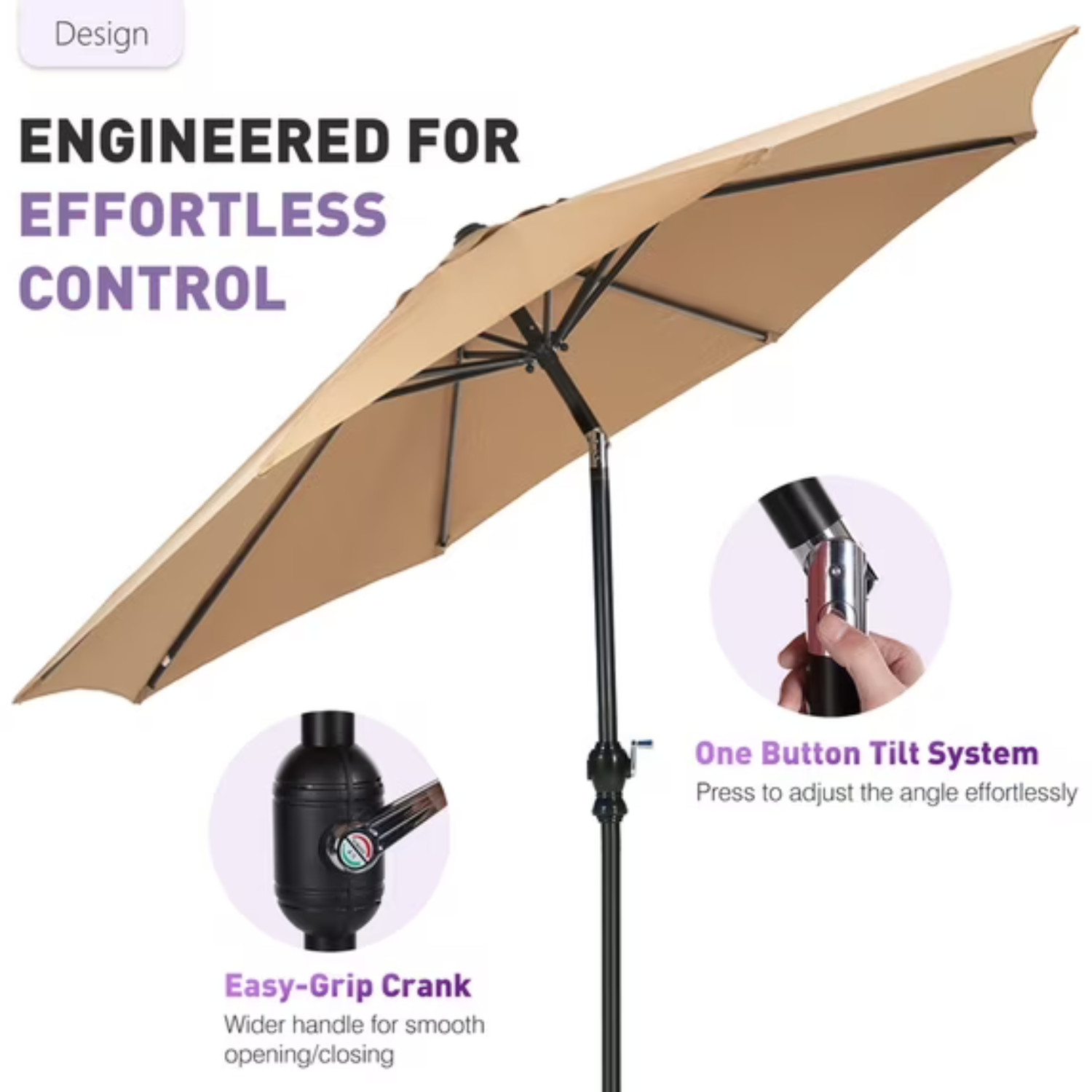Gianna 9FT Outdoor Patio Umbrella Push Button Tilt Crank UV Waterproof
