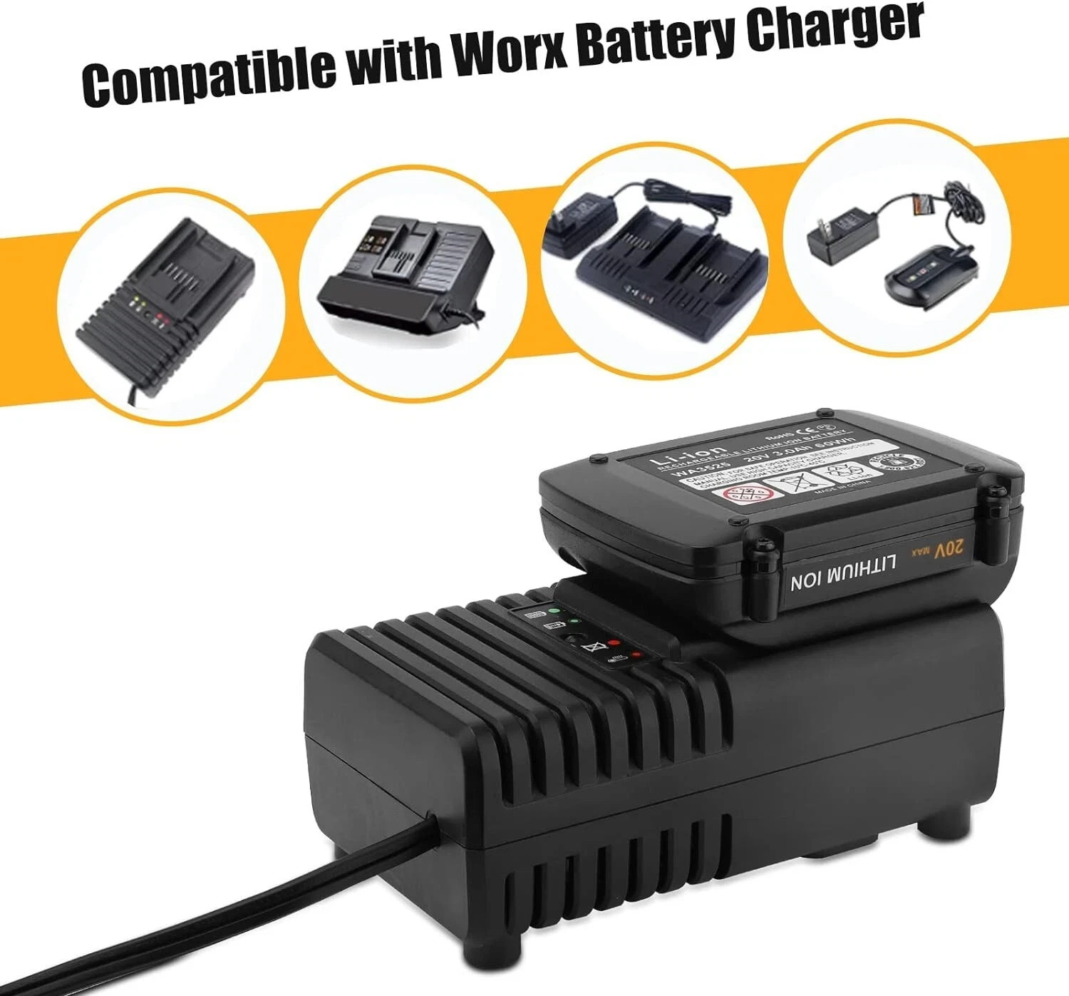 2PACK 8.0Ah For WORX 20V 8AH MAX Extend Lithium-Ion Battery WA3525 WA3575 WA3520