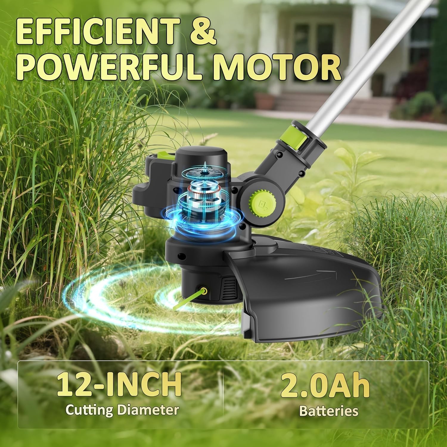 Powerful 8000RPM Grass Trimmer with Fast Charger–