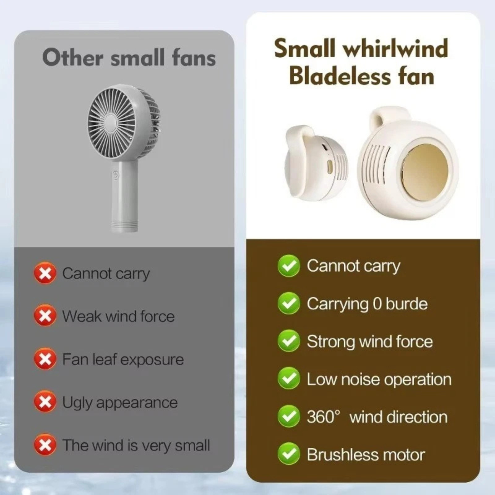 2025 New Mini Portable Silent Bladeless Fan Small Clip On Shirt Waist Adjustable