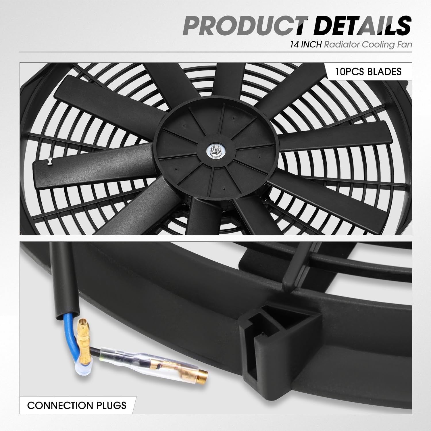 DNA MOTORING 14″ High Performance Slim Electric Radiator Cooling Fan + Mount Kit