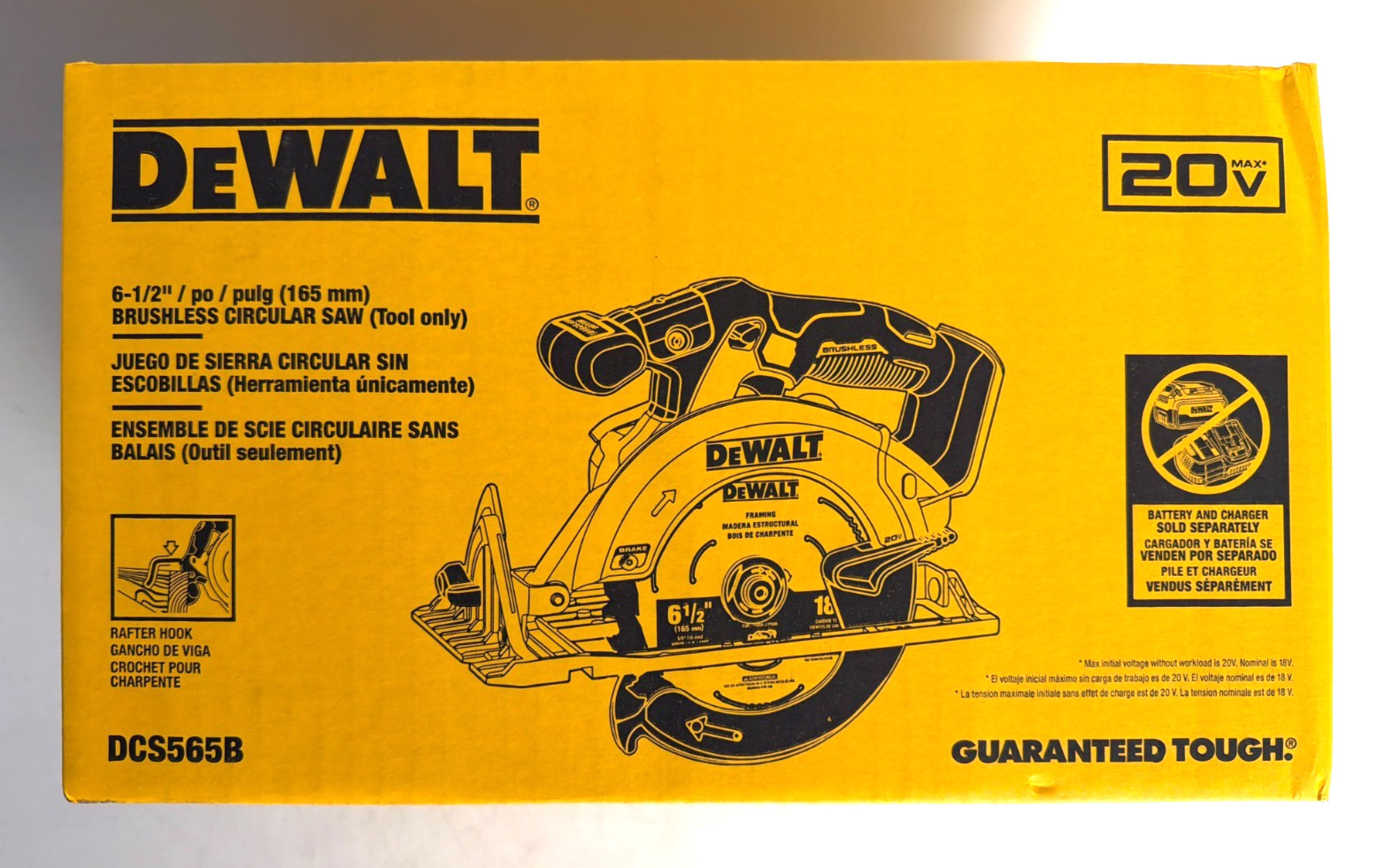 [NEW] (DCS565B) DEWALT 20V MAX* XR 6-1/2-In. Brushless Cordless Circular Saw