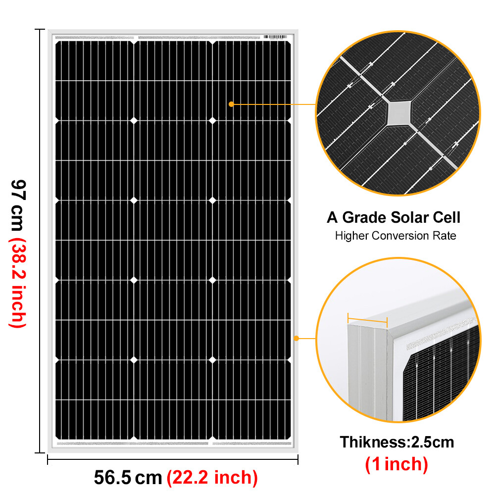 Dokio 100w 200w Rigid Monocrystalline Solar Panel Kit for Home/RV/Boat/Battery