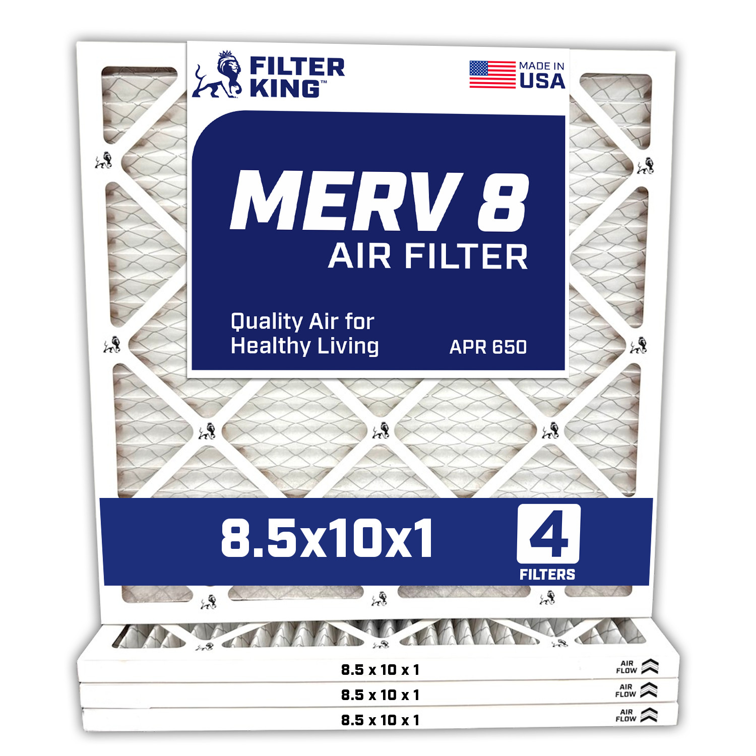 Filter King 8.5x10x1 Air Filter 4-PACK MERV 8 Actual Size 8.5 x 10 x .75″