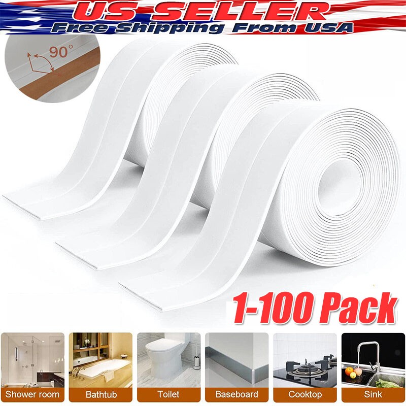 10.5ft PVC Self Adhesive Caulk Sealing Strip Tape For Kitchen Wall Sink Toilet
