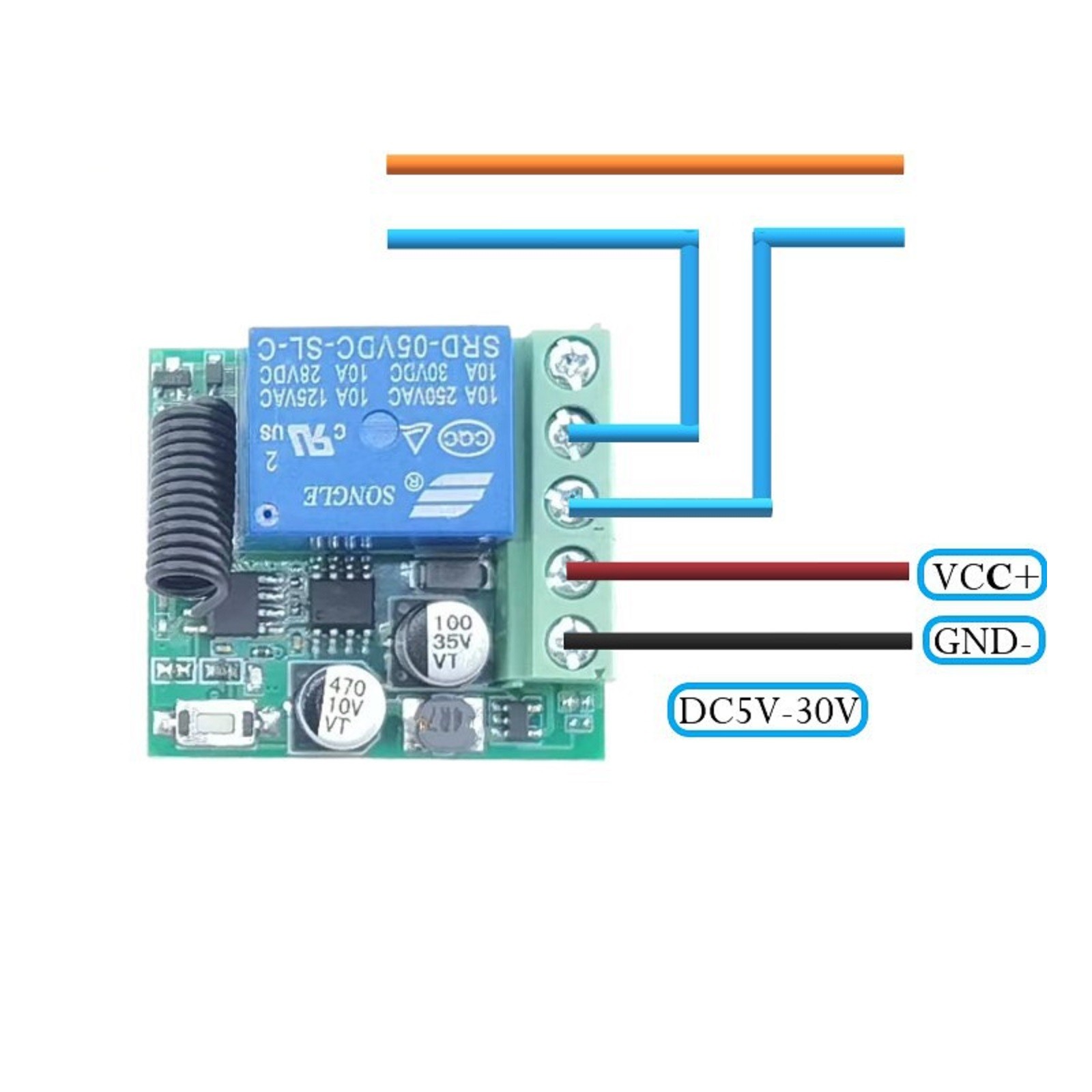 433Mhz DC5-30V 1CH Universal Wireless Remote Control Switch Relay Receiver Kit R