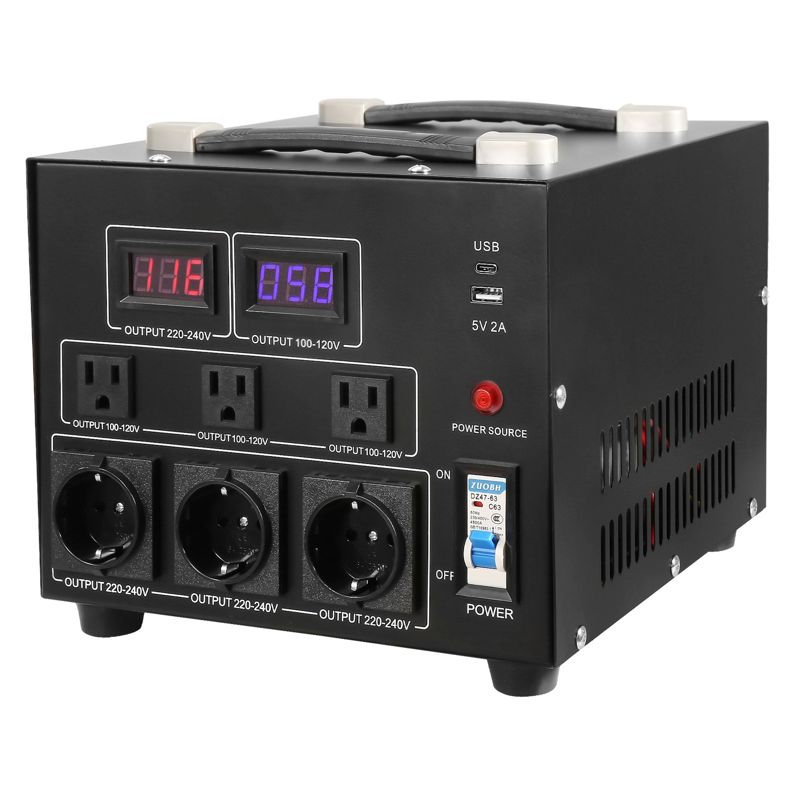 VEVOR 5000W Voltage Converter Transformer Step Up/Down 220V-110V /110V-220V CE