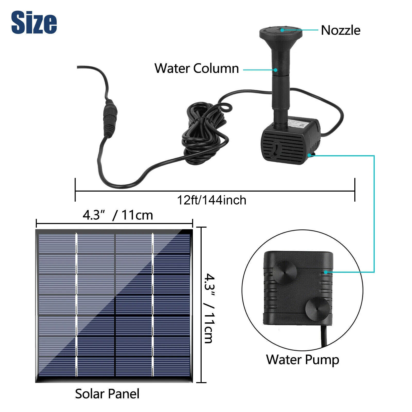Solar Power Fountain Submersible Floating Water Pump Bird Bath Pond Garden Pool