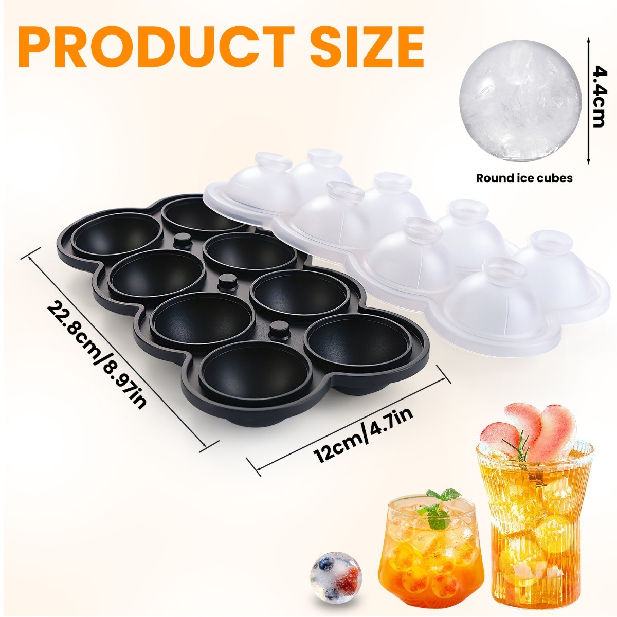 ICE Balls Maker Silicone Round Sphere Trays Molds Ice Cube for Whiskey Cocktails