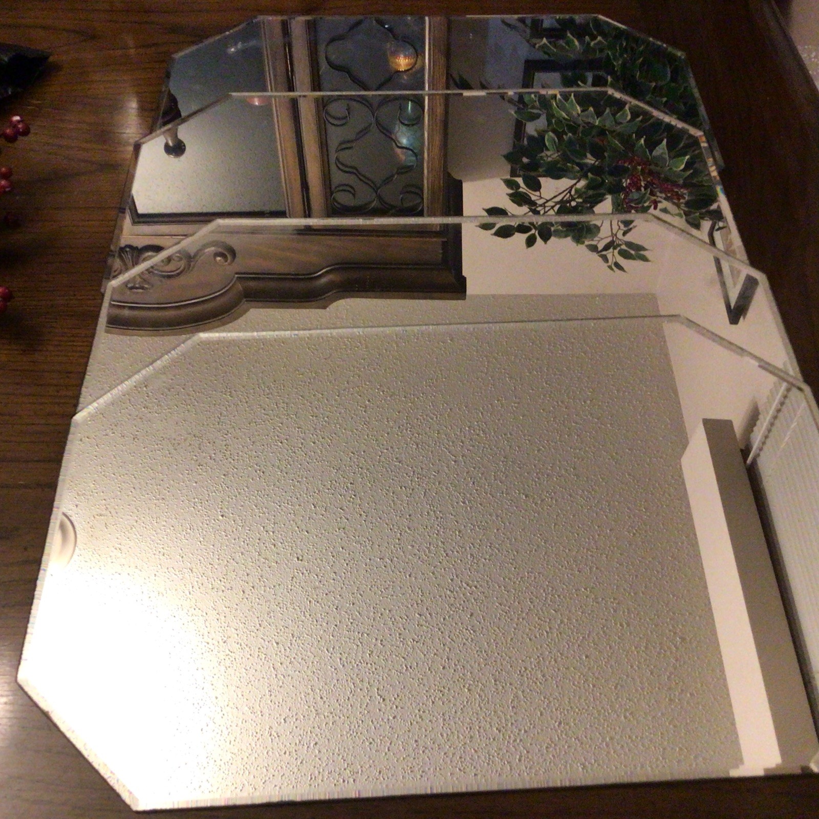 Vintage Mirrored Placemats.Octagon with Beveled Edges. 5 Placemats. Estate Sale.