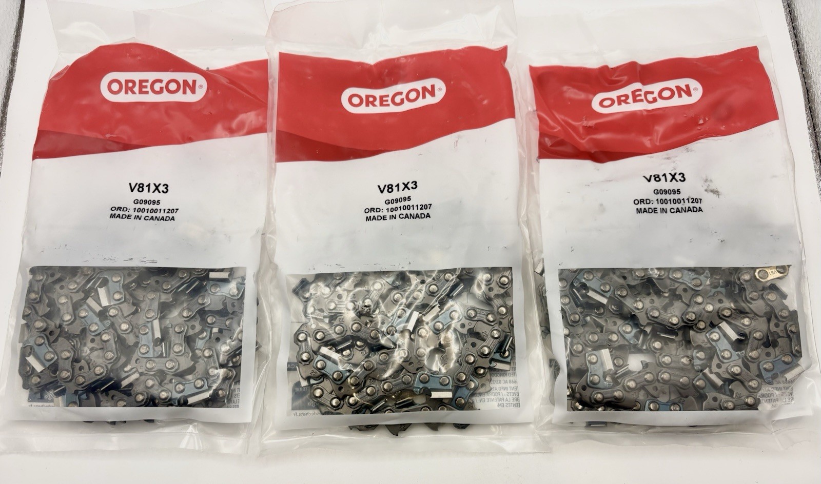 OREGON 3-Pack V81X3 Chainsaw Chains 20″ Bar 81 DL’s, .063 Ga, .325 Pitch