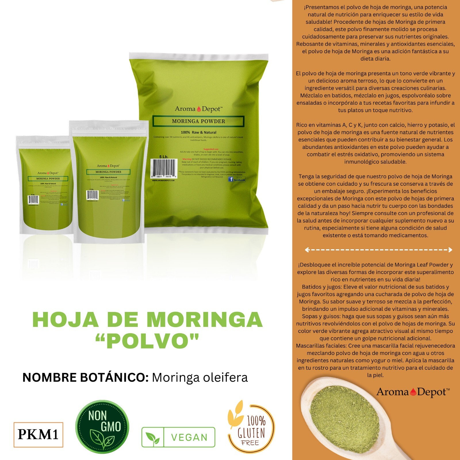 Moringa Powder oleifera Leaf 100% Pure Natural Superfood Gluten Free Lot