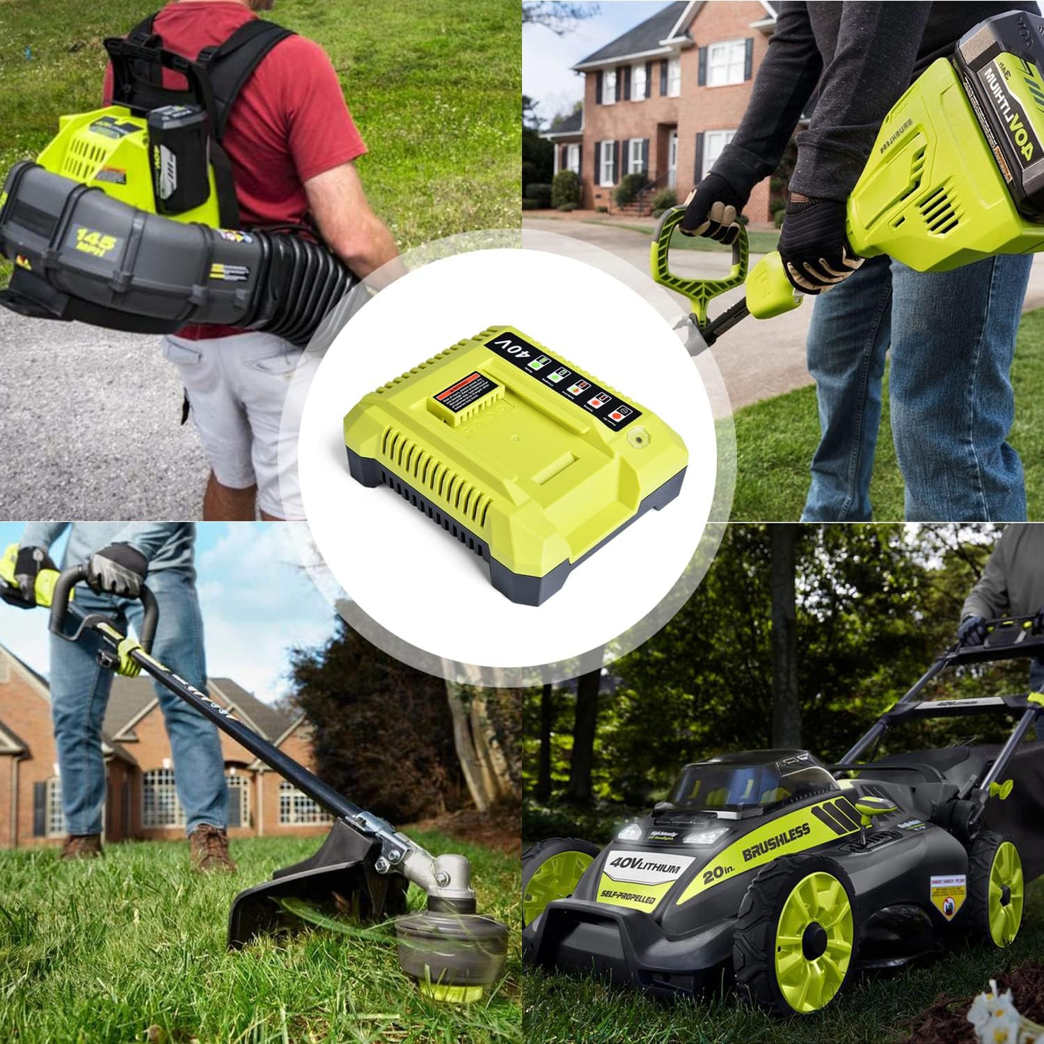 6.0Ah Battery 40 Volt for Ryobi 40V Lithium OP40602 Battery with LED / Charger