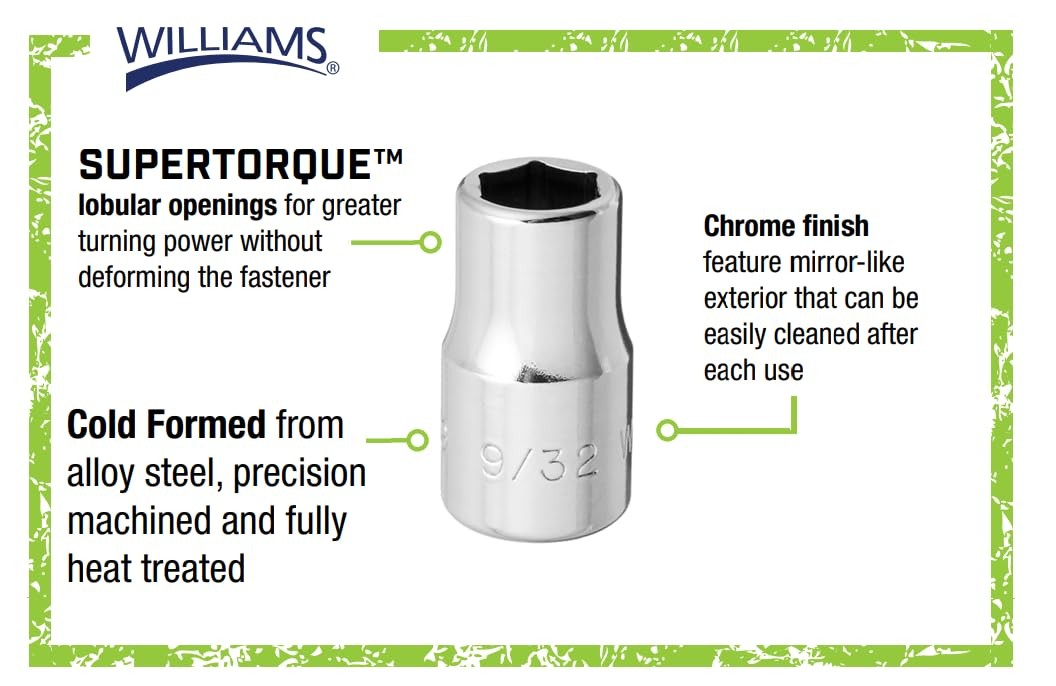 1/4 Inch Drive Shallow SAE Socket 6 Point 1/8 Inch Chrome Finish