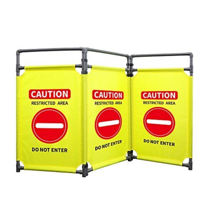 3 Panels Safety Barricade 5.8FT Foldable Security Sign Barrier Gate with Heavy D