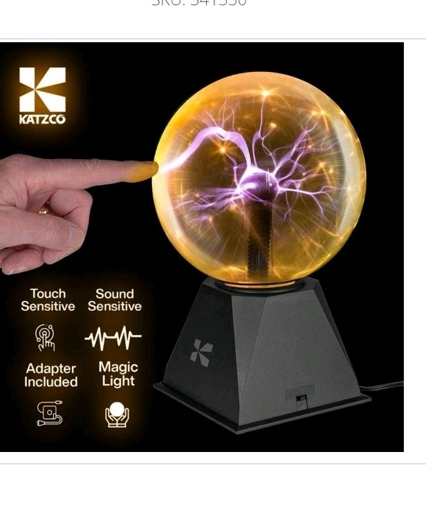 7.5 ” Orange Plug In Plasma Ball Touch Sensitive With 1 Bulb Wireless Light Up