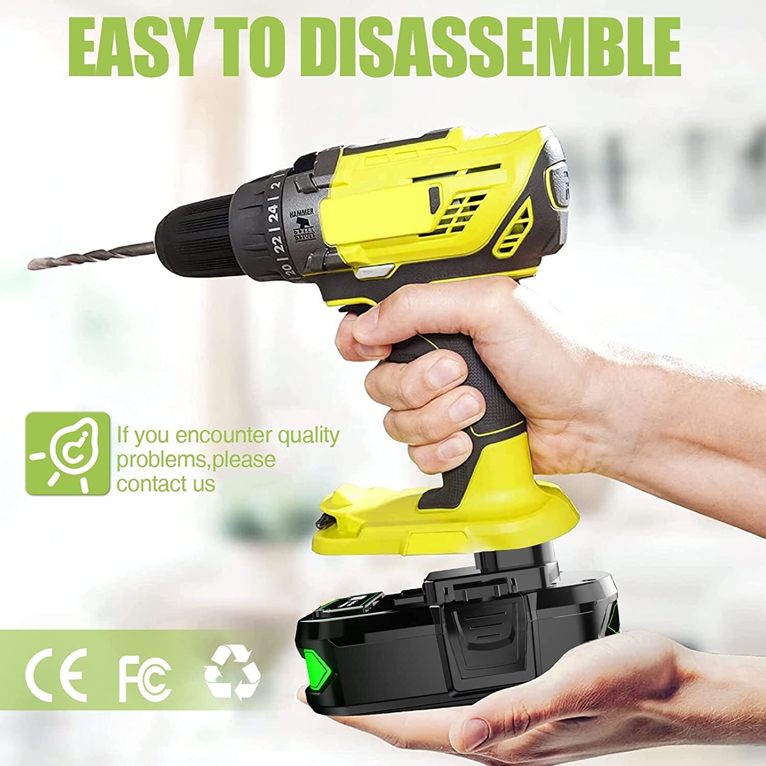 18V Power Tool Charger with Lithium Batteries for Ryobi One Ryobi P102 , 2 Pack