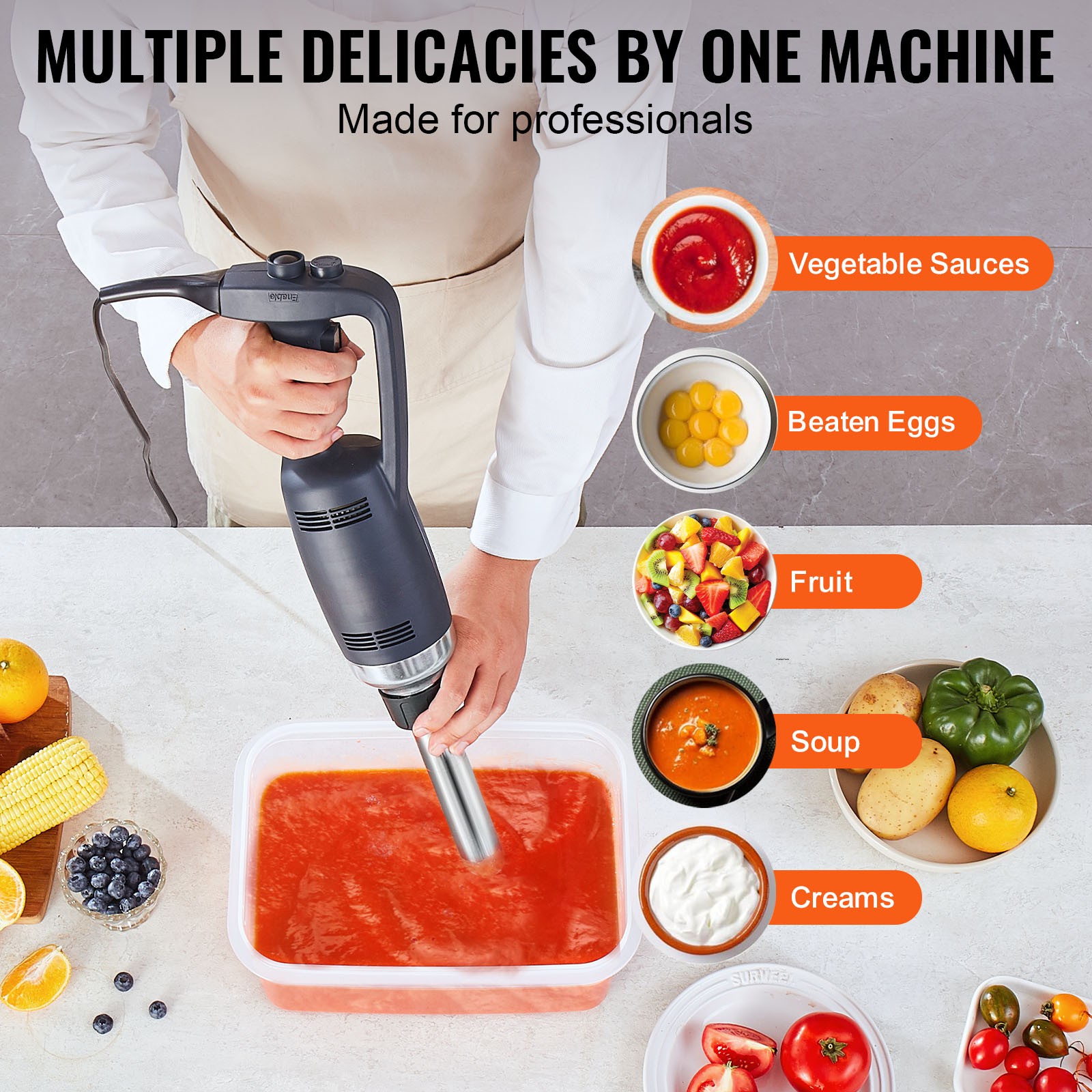 Commercial 350W/500W/750W Immersion Blender Heavy Duty Hand Mixer Variable Speed