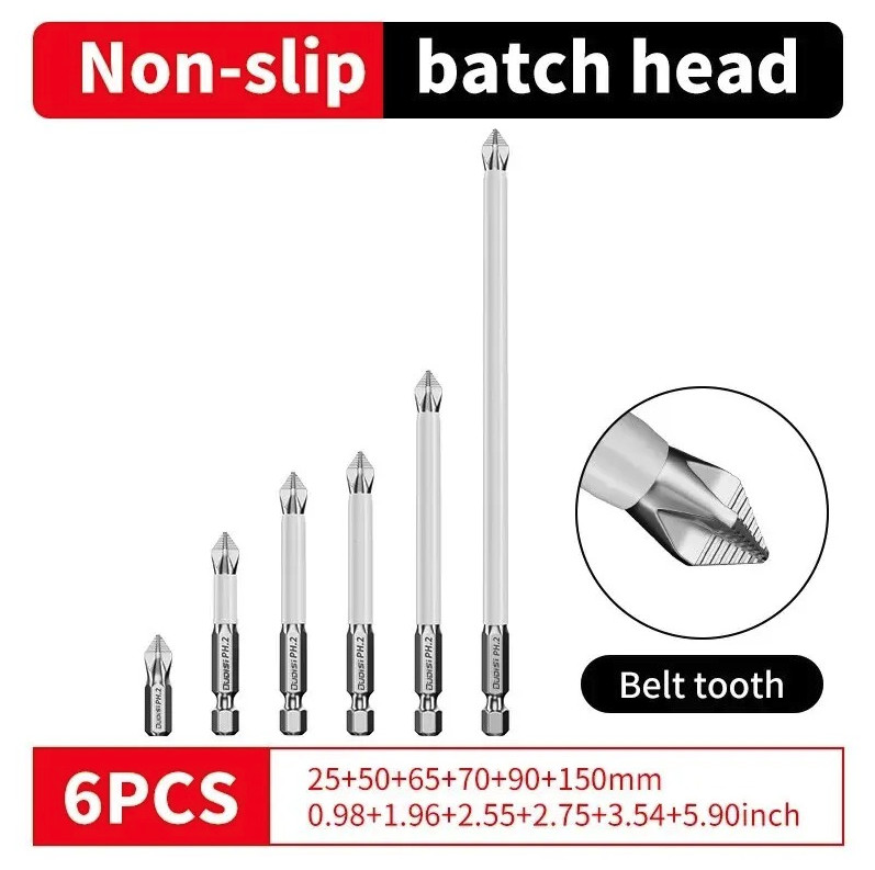 6PCS Magnetic Cross Head Screwdriver Bits Set S2 Steel Electric Drill Kit – NEW