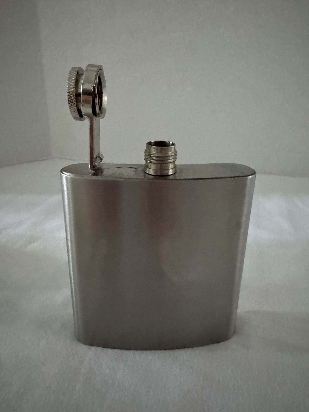 Classic Stainless Steel Flask w/Attached Screw On Lid