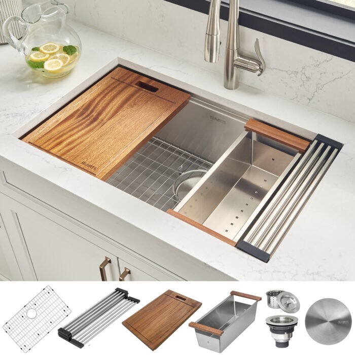Ruvati 30-inch Workstation Undermount Gauge Kitchen Sink- RVH8310