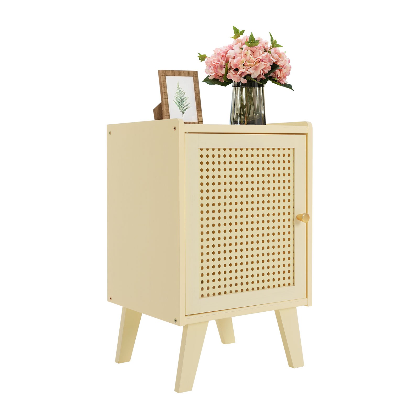 Bamboo Bedside Table End Table Storage Modern Bedside Table 12.2×11.81×20.07 in