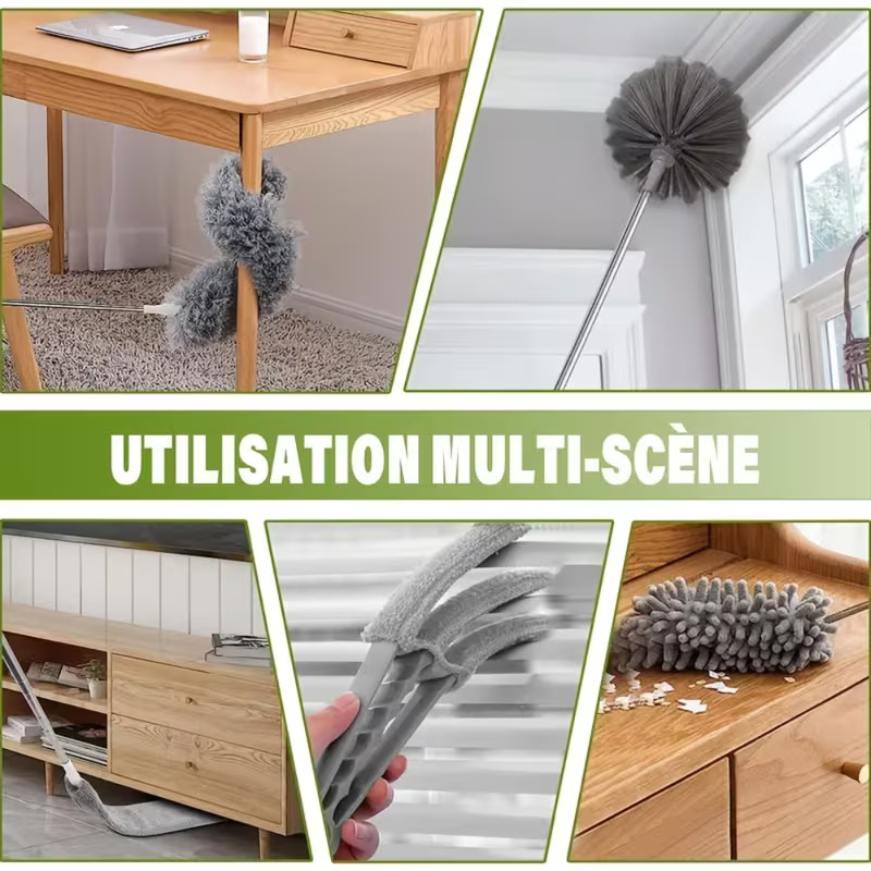 2025 NEW Microfiber Duster for Cleaning Fan, High Ceiling, Blinds, Gray, Silver