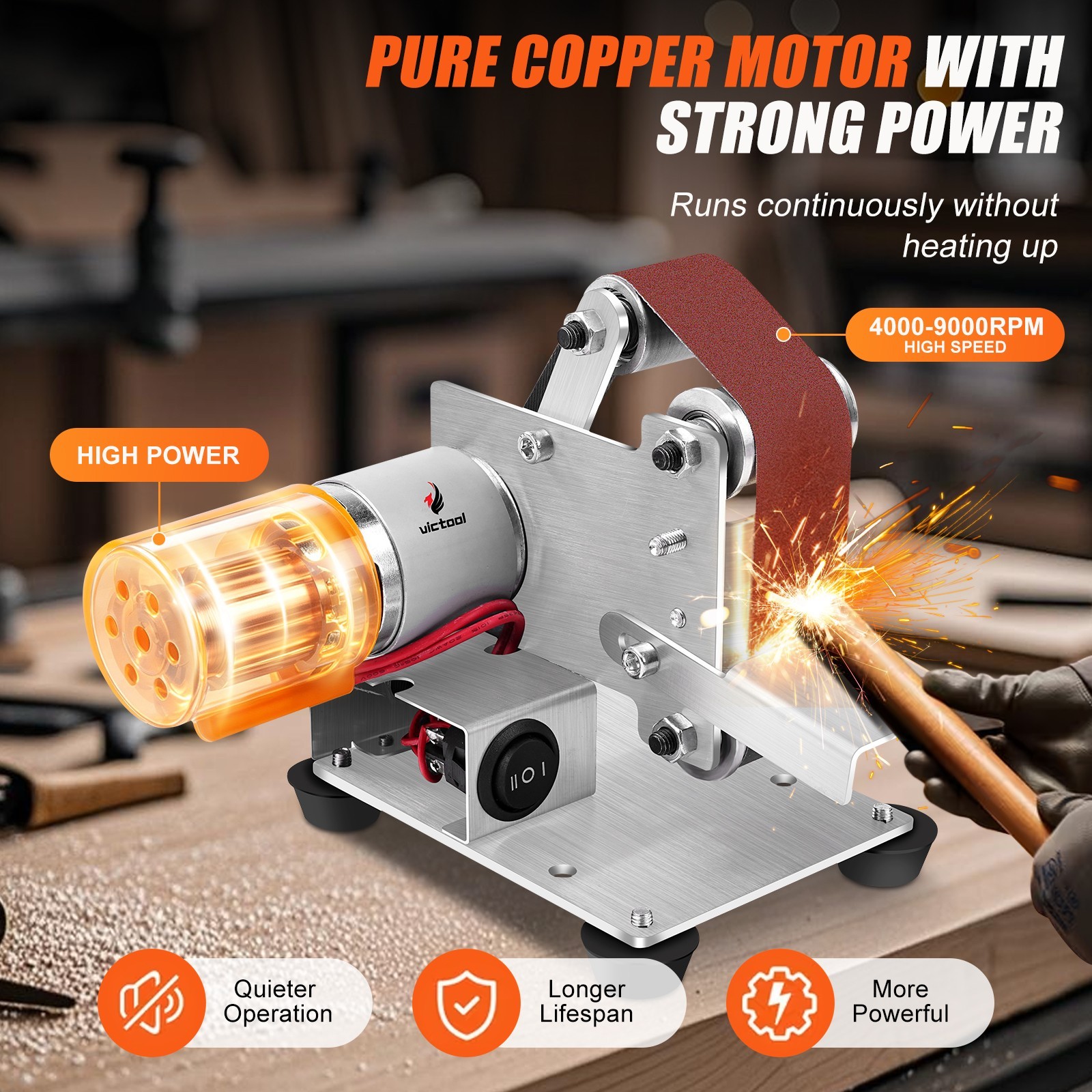 Mini Electric Belt Sander 7 Speed Benchtop Grinder Knife Sharpener Polisher US