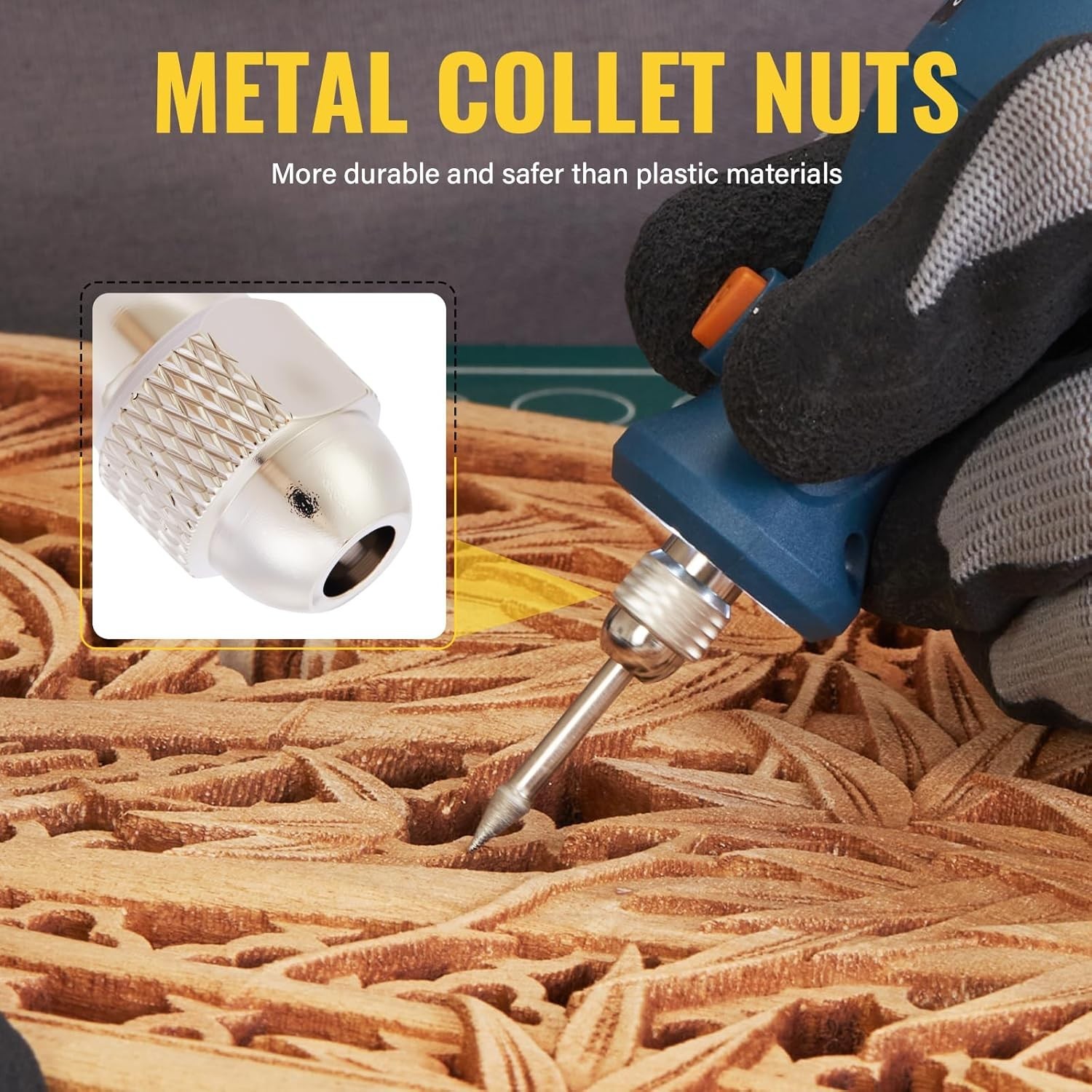 15PCS Keyless Drill Chuck Collet Set 1/32″–1/8″ for Dremel Rotary Tool 4486 Comp