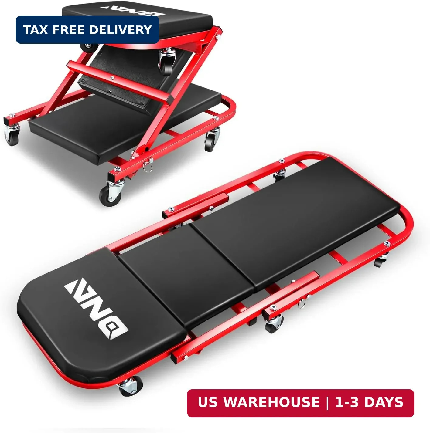‎DNA MOTORING TOOLS-00186 40 Inches 2 IN 1 Rolling Folding Car Creeper/Seat, 6 P
