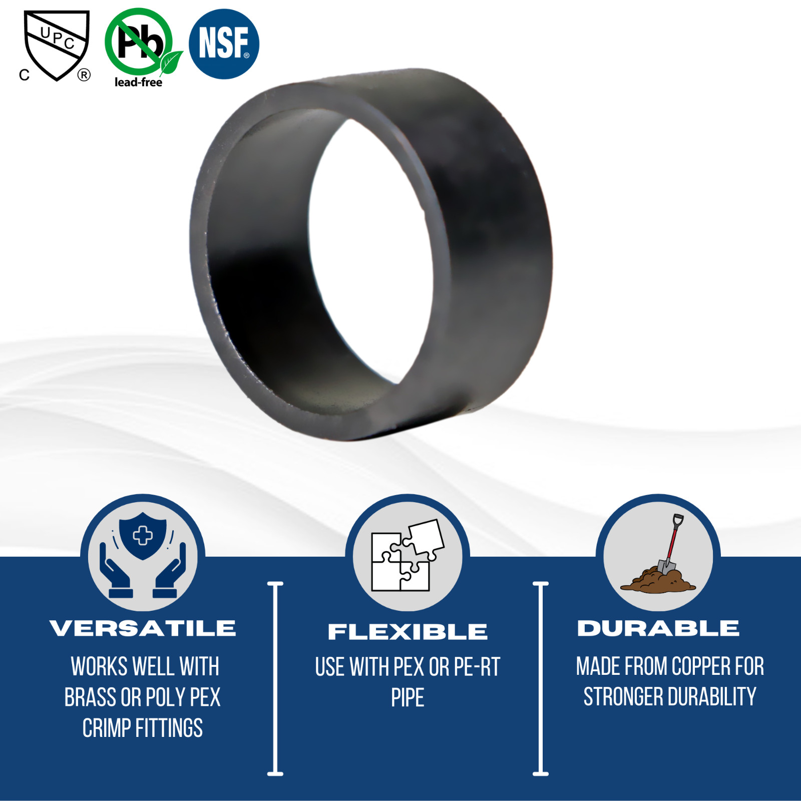 100 Pcs. 1/2″ Pex Copper Ring, 1/2 Inch Pex Ring, Pex B Crimp Ring Lead Free